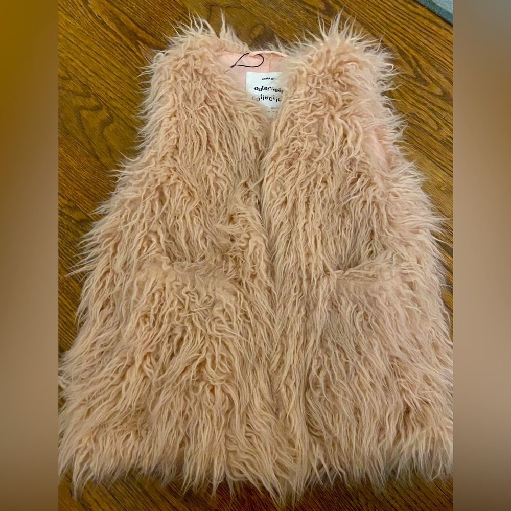 Zara Blush Furry Vest